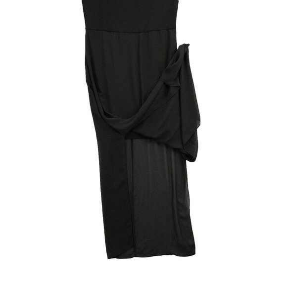 Vince Camuto Maxi Tank Dress Womens Sz Large Black Sheer Overlay Stretch Slits - Picture 4 of 10